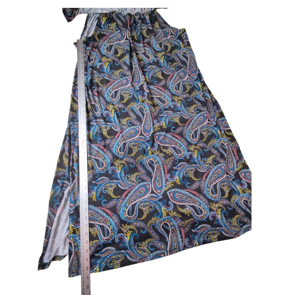 Slinky Brand Ruffle Maxi Dress Paisley Size 3x Boho Summer Vacation Spring Break - Picture 4 of 5